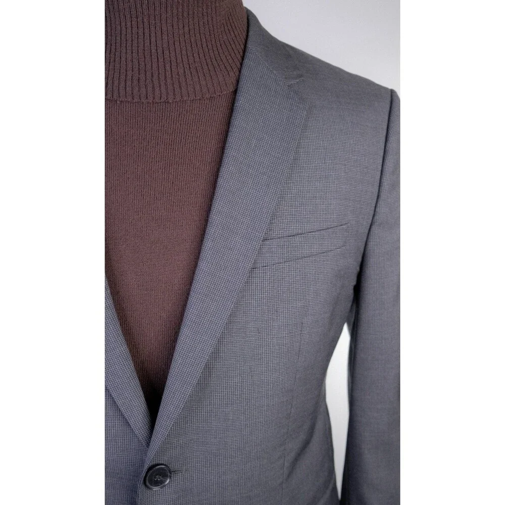 BOSS Hugo Boss Suit Jacket Sport Coat Blazer Sz 40R Houndstooth Wool 2-Button